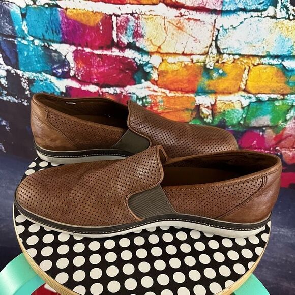 Lloyd Germany Brown Perforated Leather Slip On Loafer Size 9.5 - Picture 8 of 8